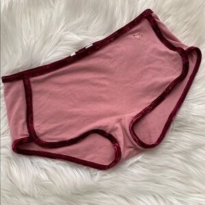 Pink Victoria’s Secret and Burgundy Velvet Trim boy Shorts